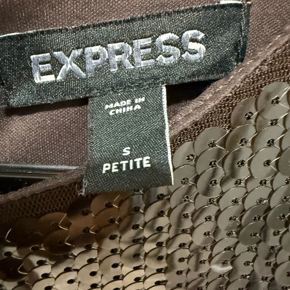 EXPRESS Women's Espresso Brown Sequin Midi Dress - Picture 3 of 6
